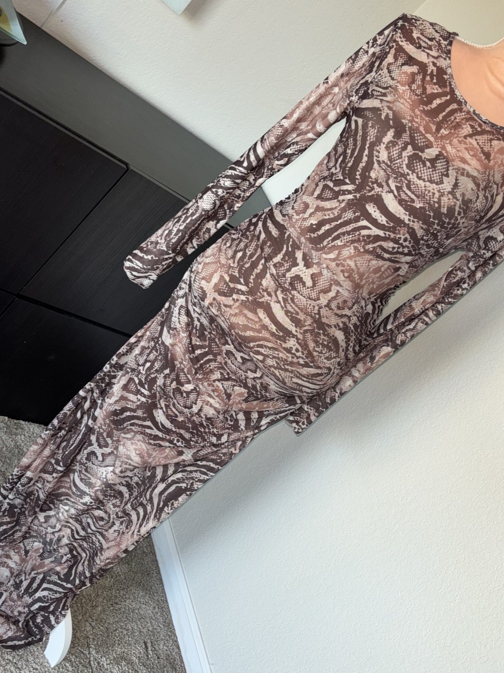 Animal Print Mesh Dress
